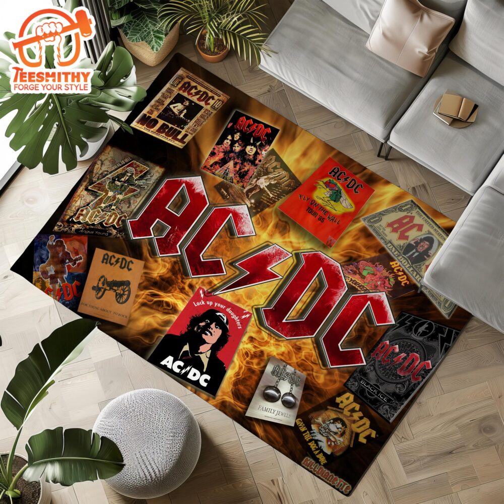 ACDC Rock Band Rug Iconic Retro Carpet, Ideal Gift for Music Lovers