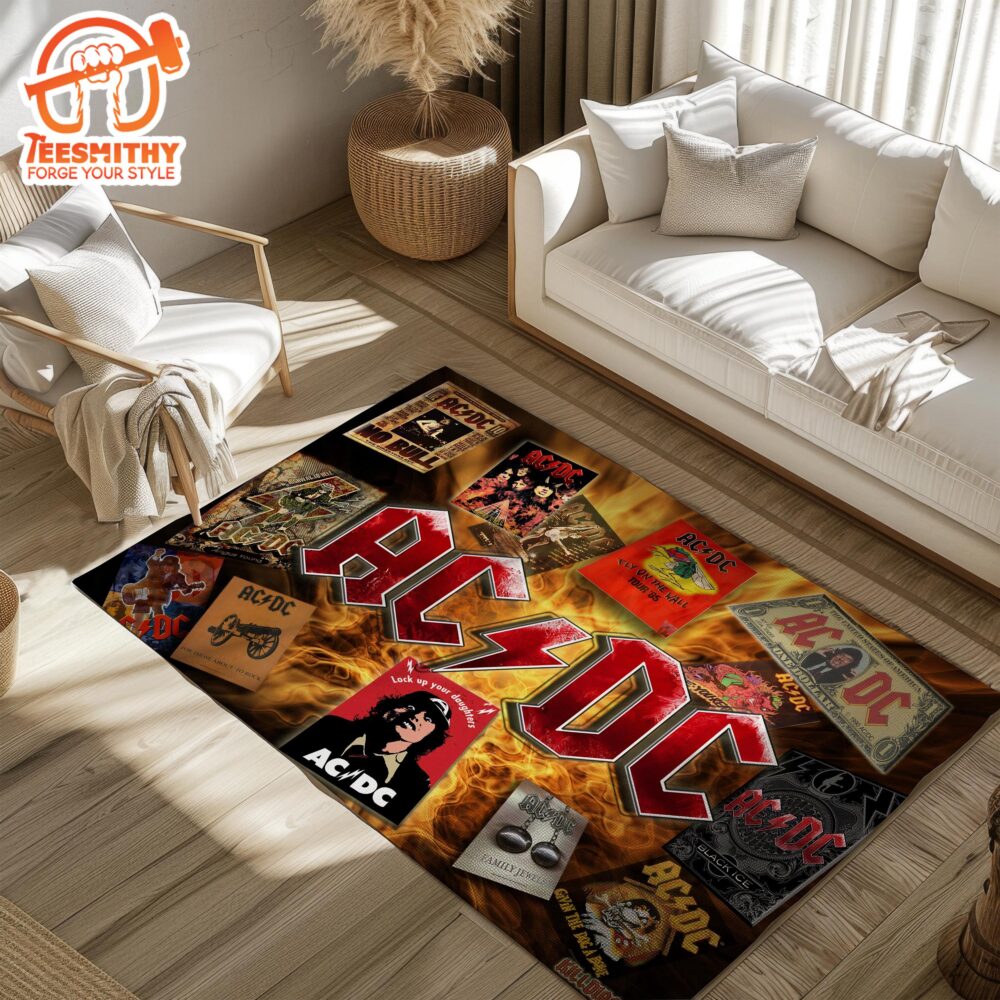 ACDC Rock Band Rug Iconic Retro Carpet, Ideal Gift for Music Lovers