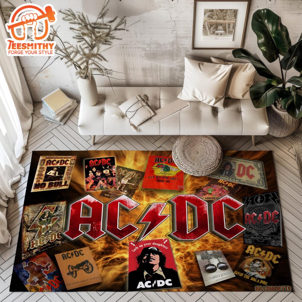 ACDC Rock Band Rug Iconic Retro Carpet, Ideal Gift for Music Lovers