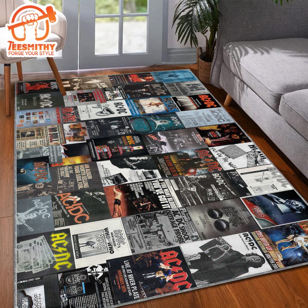 ACDC Rock N Roll Area Rug, Hard Music Group Album Cover Carpet Mat Decor