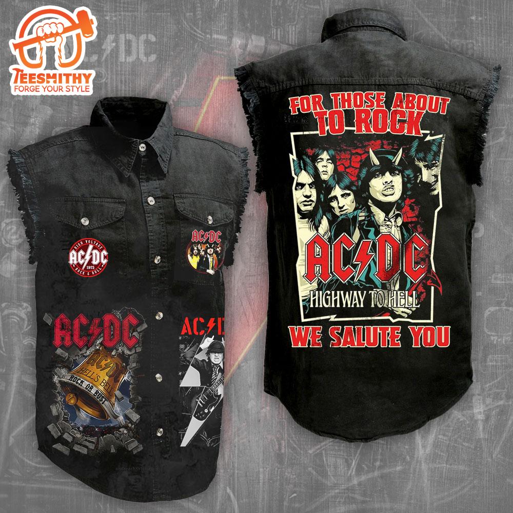 ACDC Rock Tour Music Sleeveless Denim Shirt