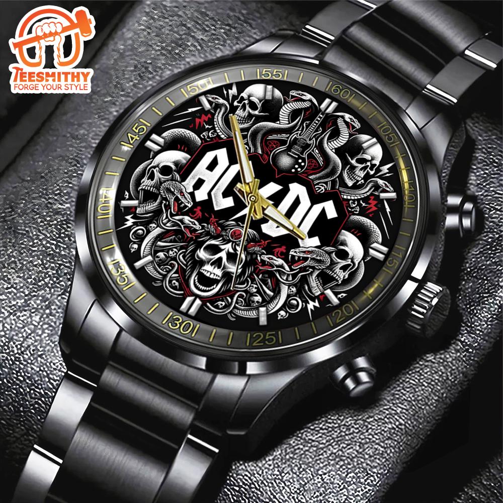 ACDC Skull Pile Vintage Black Stainless Steel Watch