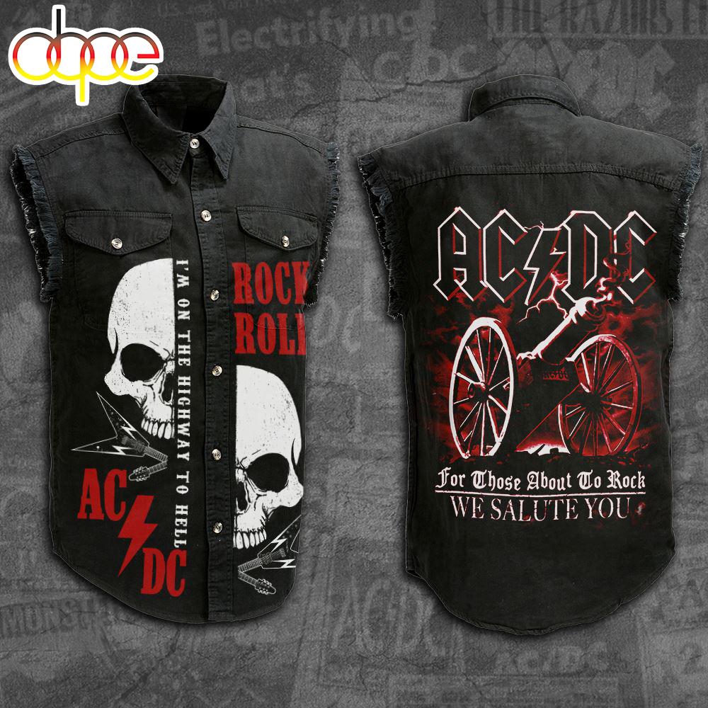 ACDC Tour Music Sleeveless Denim Shirt