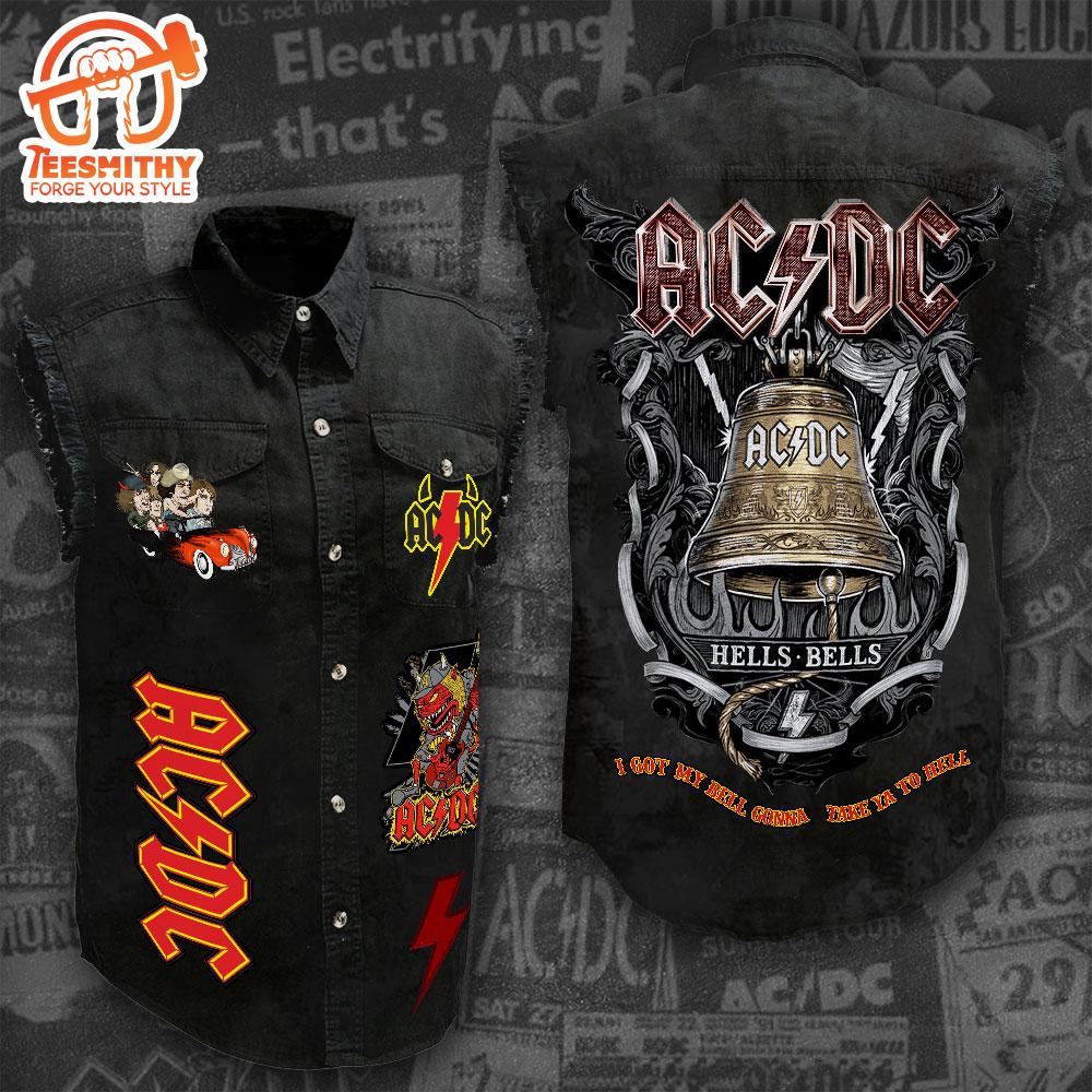 ACDC Tour Music Sleeveless Denim Shirt Gift Fans