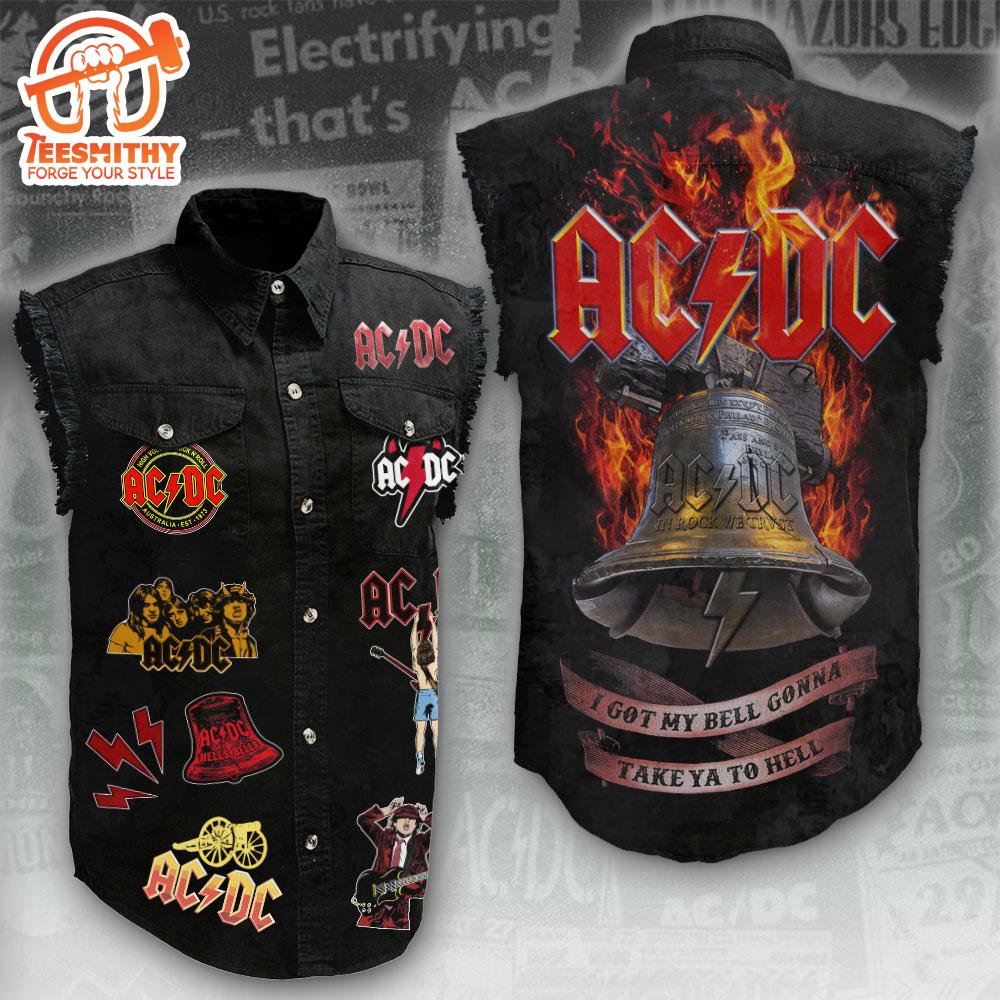 ACDC Tour Music Sleeveless Denim Shirts