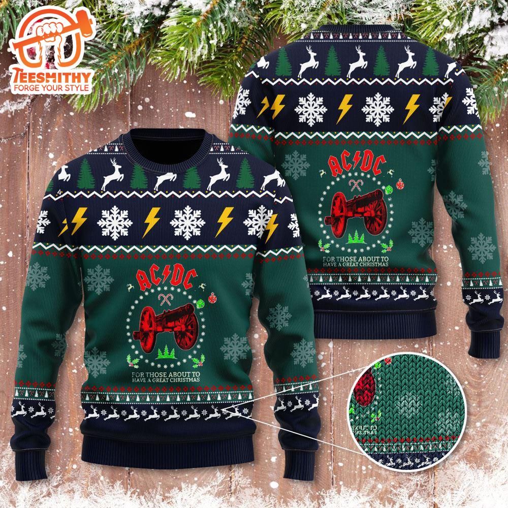 Acdc Ugly Christmas Sweater 3D Gift For Men And Women Blue Green