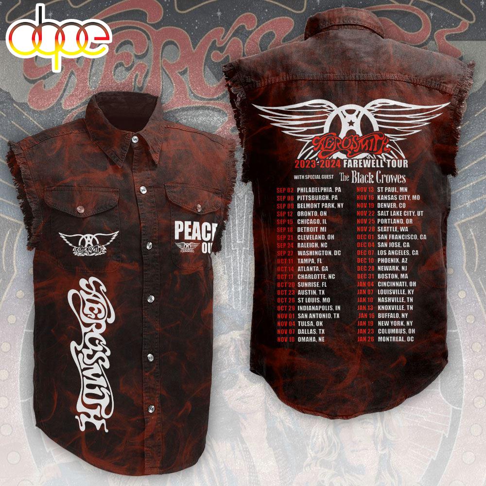 Aerosmith 3D Sleeveless Denim Shirt For Men And Women