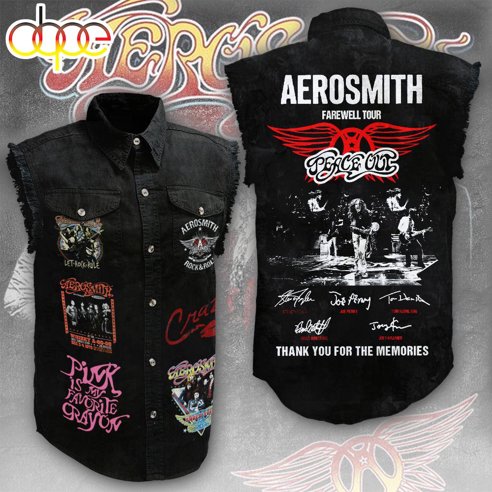 Aerosmith Tour Music Sleeveless Denim Shirt