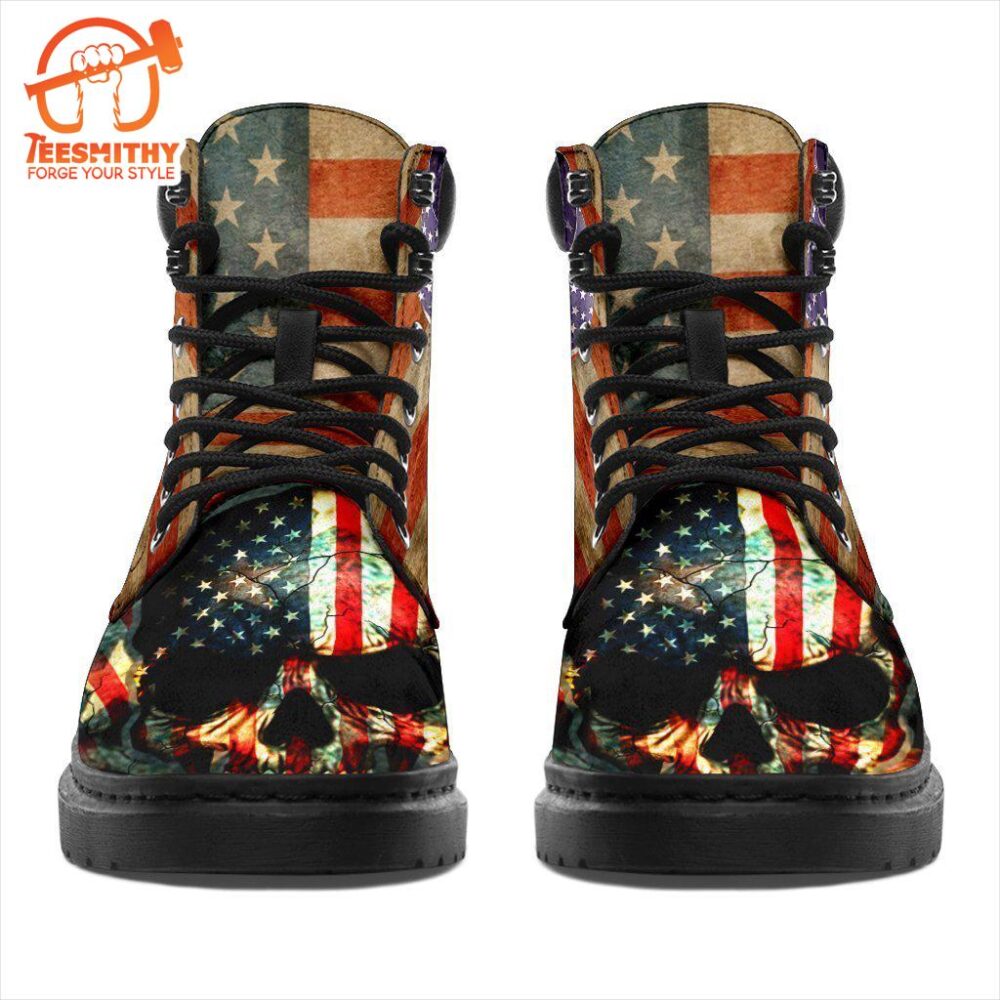 American Skull Boots American Flag Shoes Amazing Gift