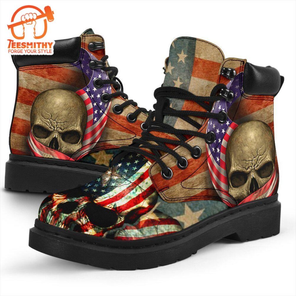 American Skull Boots American Flag Shoes Amazing Gift