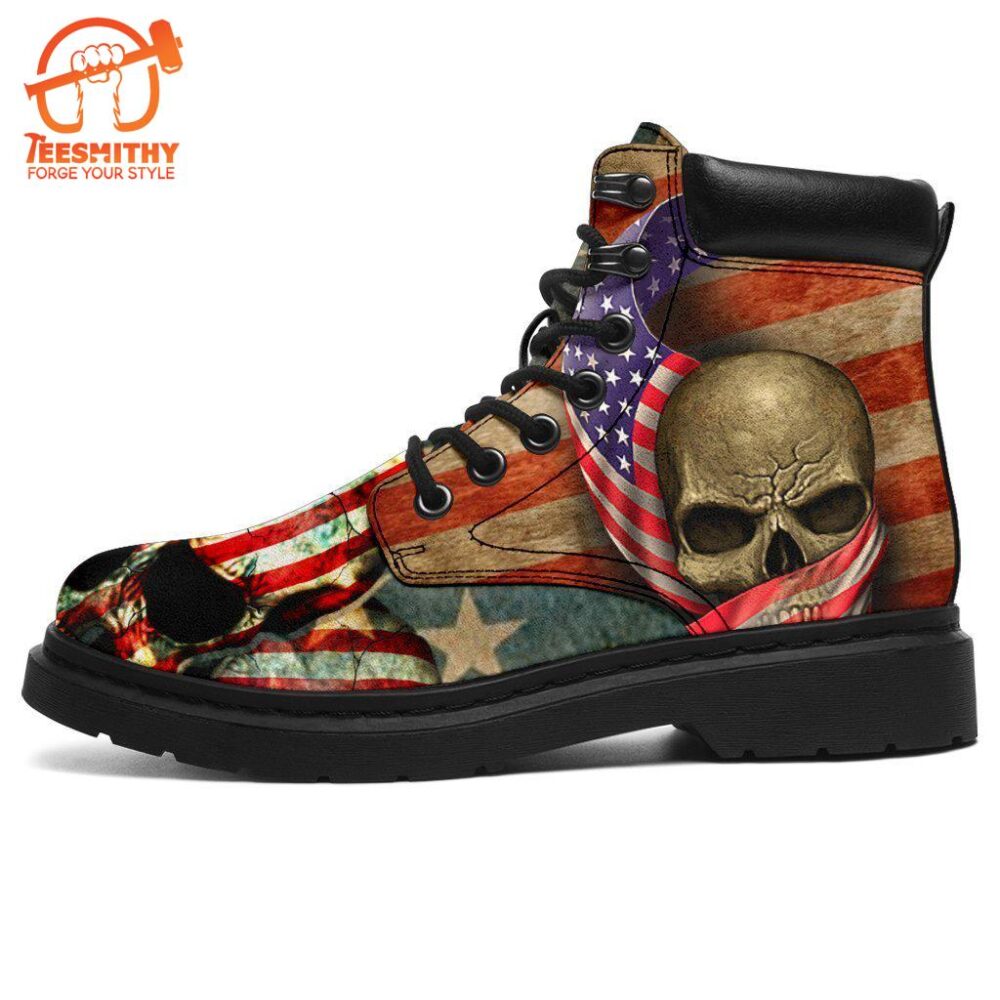 American Skull Boots American Flag Shoes Amazing Gift