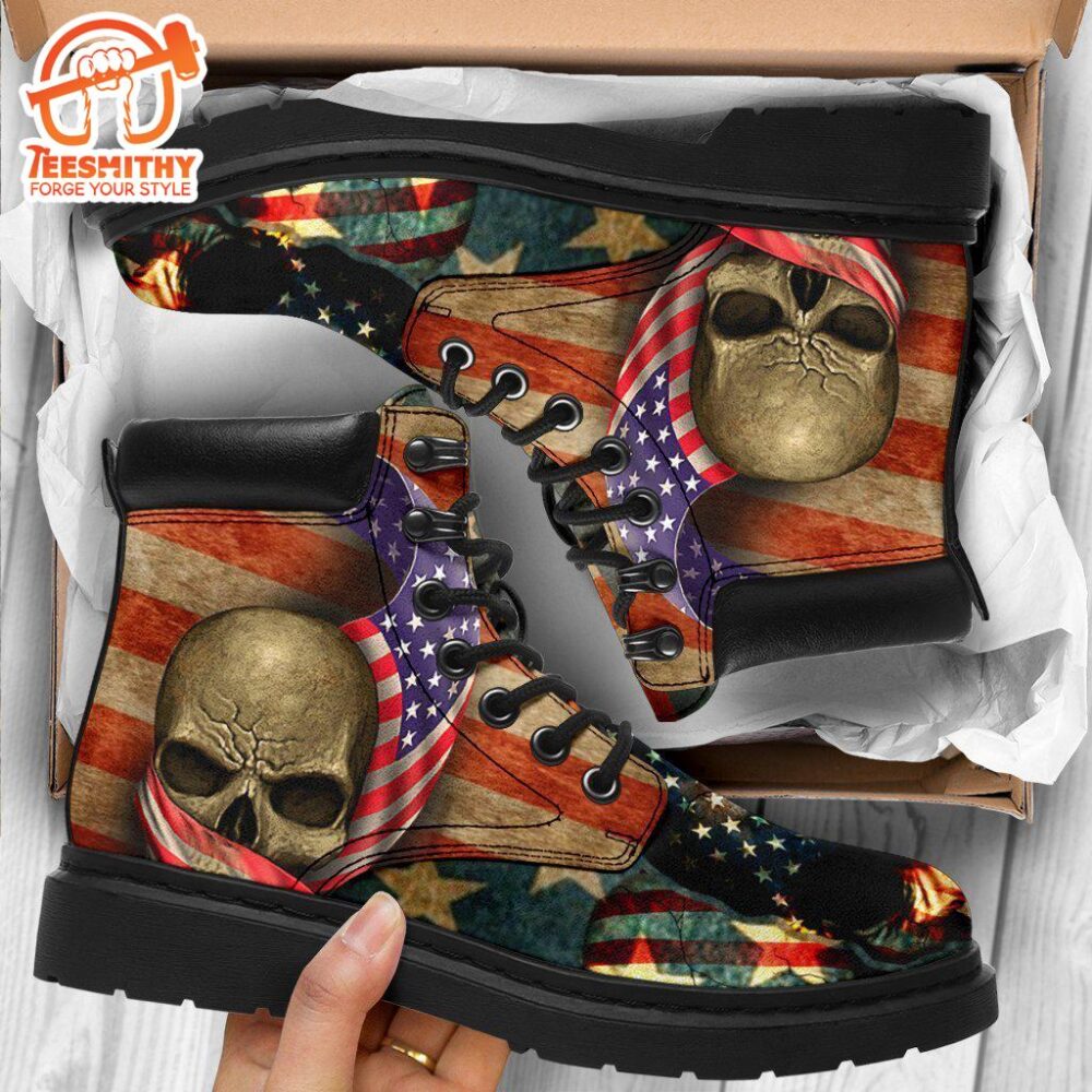 American Skull Boots American Flag Shoes Amazing Gift