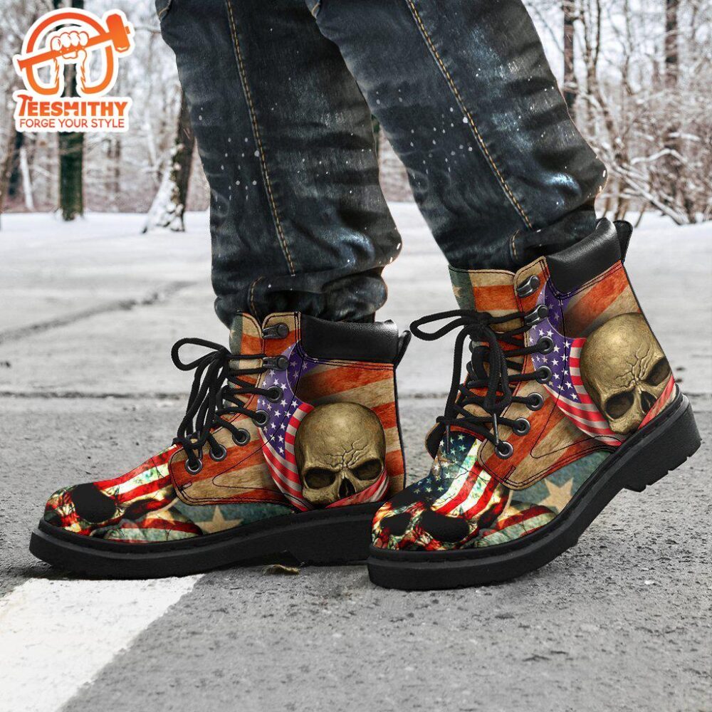 American Skull Boots American Flag Shoes Amazing Gift