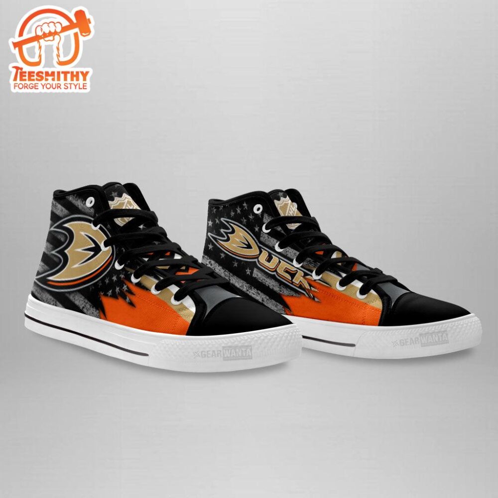 Anaheim Ducks High Top Shoes Custom American Flag Sneakers