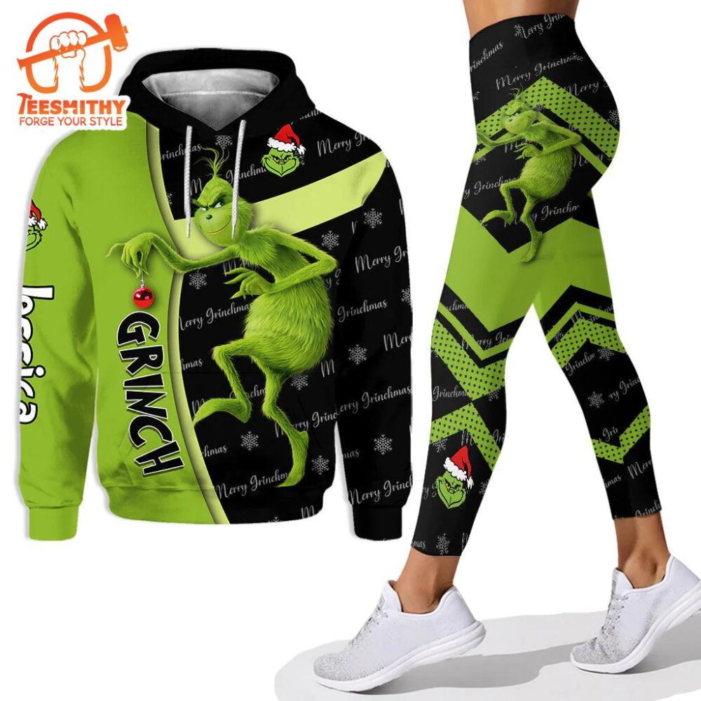 Any Name – Grinch Personalized Hoodie and Leggings