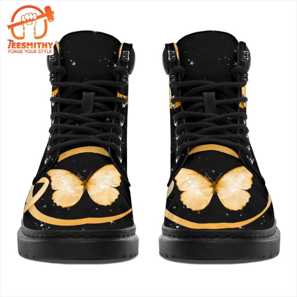 Appendix Cancer Awareness Boots Ribbon Butterfly Shoes