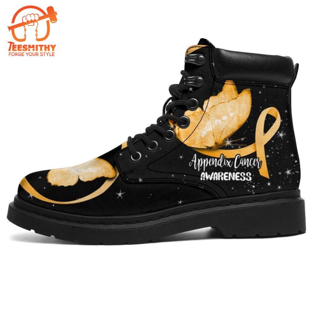 Appendix Cancer Awareness Boots Ribbon Butterfly Shoes