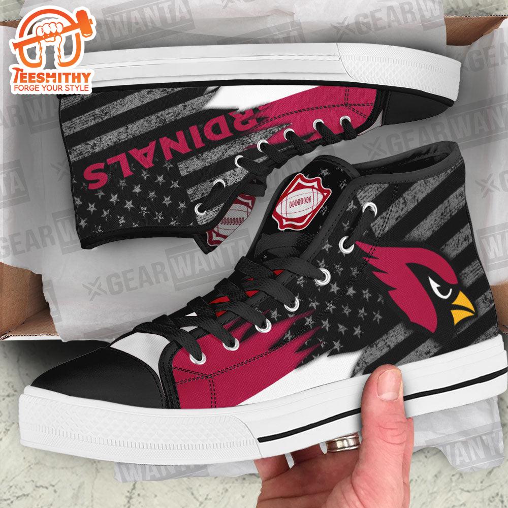 Arizona Cardinals High Top Shoes Custom American Flag Sneakers