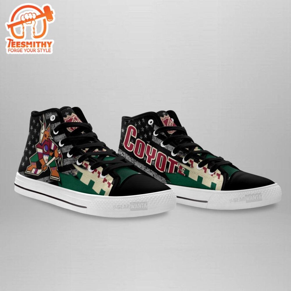 Arizona Coyotes High Top Shoes Custom American Flag Sneakers