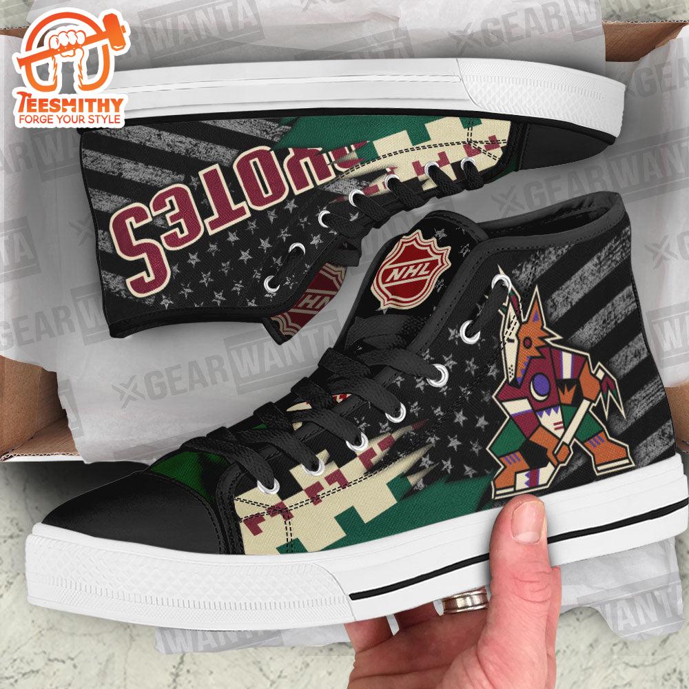 Arizona Coyotes High Top Shoes Custom American Flag Sneakers