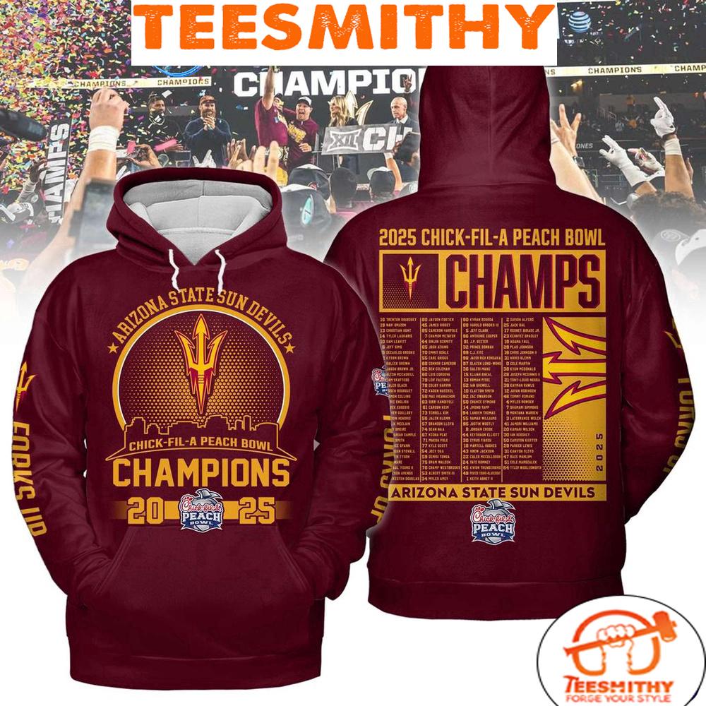 Arizona State Sun Devils 2025 Chick-Fil-A Peach Bowl Champions For Fans Hoodie