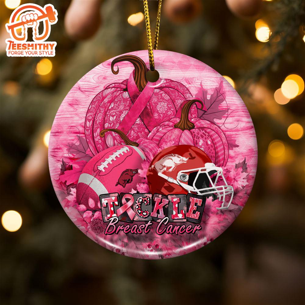 Arkansas Razorbacks  Breast Cancer And Sport Team Ceramic Ornament – Breast Cancer Ornament