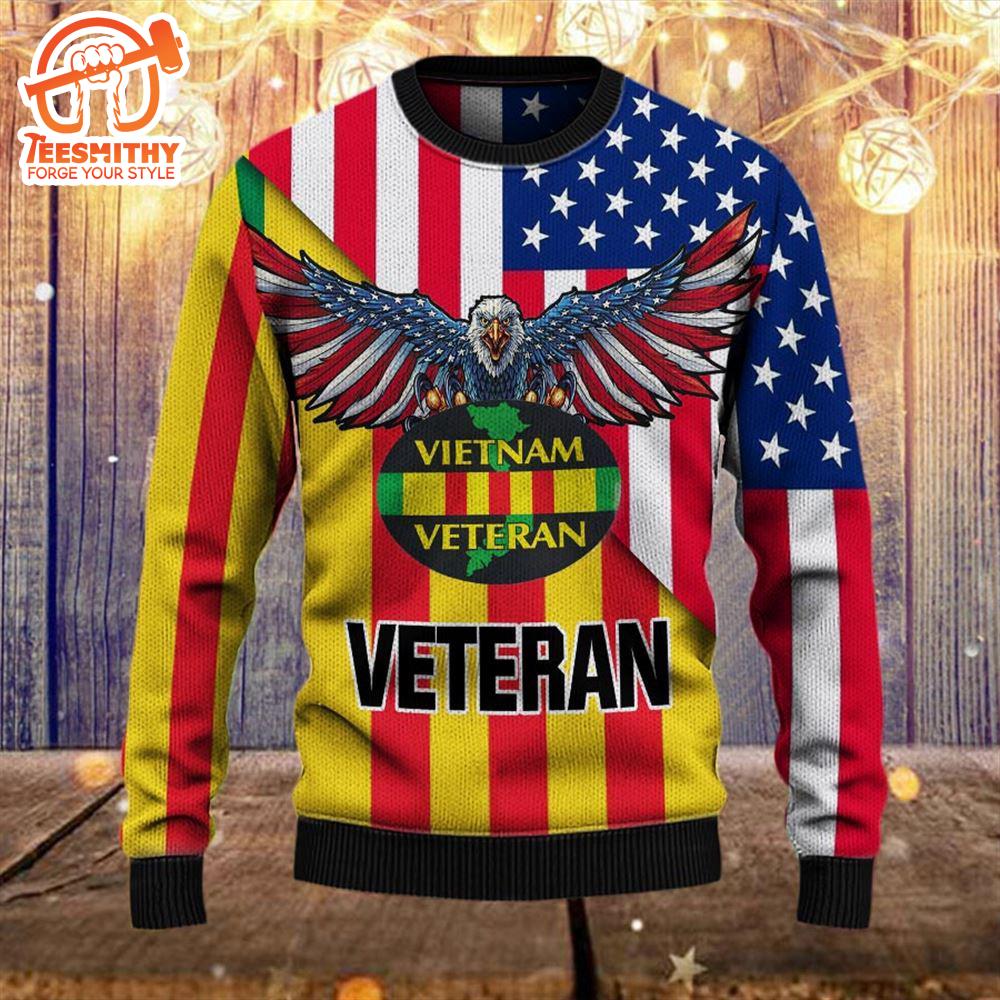 Armed Forces Army Usn Navy Usmc Marine Usaf Air Forces Uscg Coast Guard Military Vva Vietnam Veterans Day Gift For Father Dad Christmas Wool Sweater – Veteran Sweater