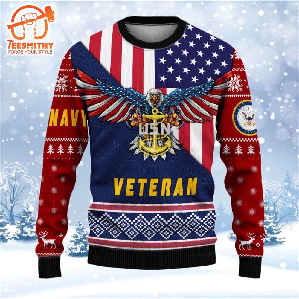 Armed Forces Navy Veteran Military Soldier Ugly Sweater Xmas – Veteran Sweater