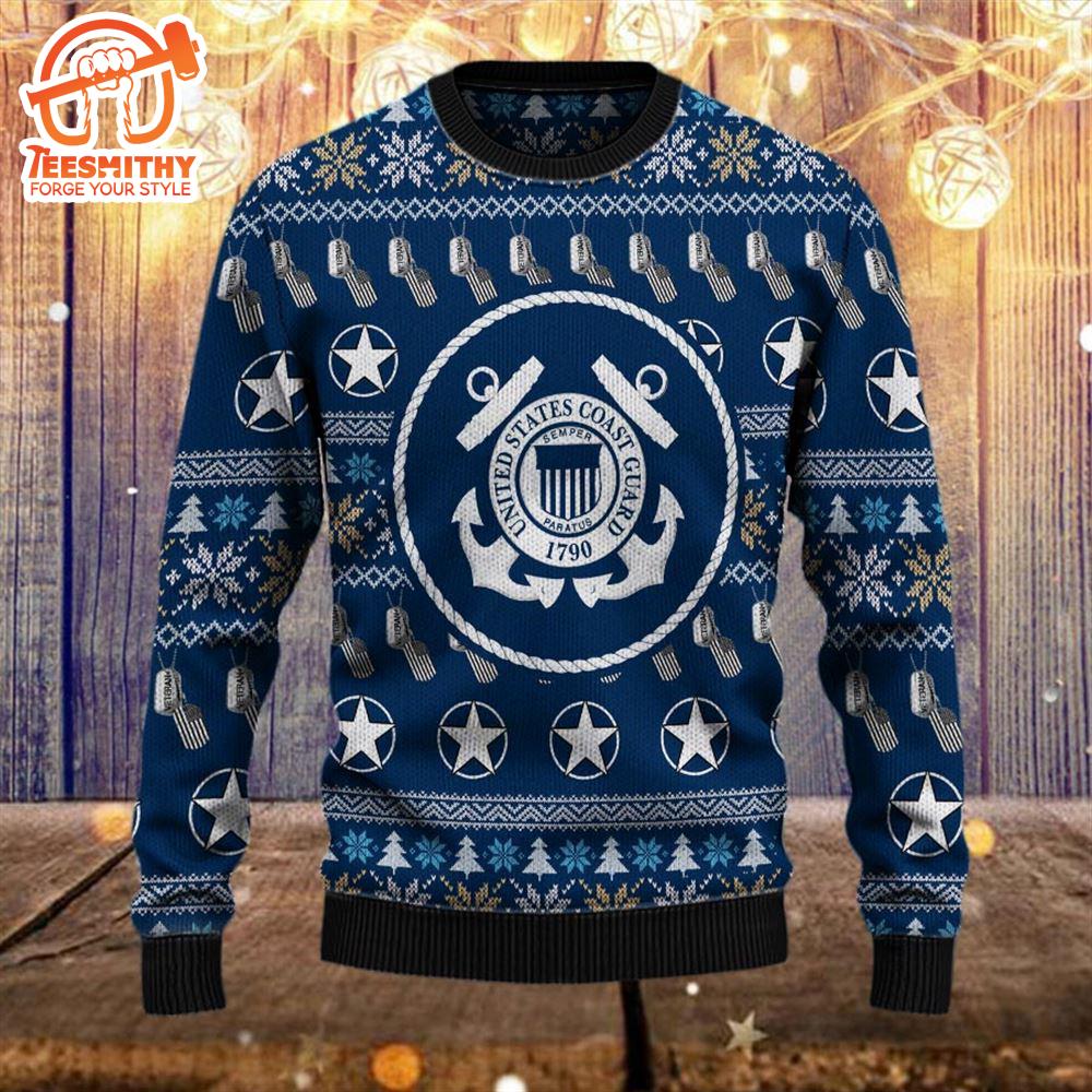 Armed Forces Uscg Coast Guard Military Vva Vietnam Veterans Day Gift For Father Dad Christmas Ugly  – Veteran Sweater