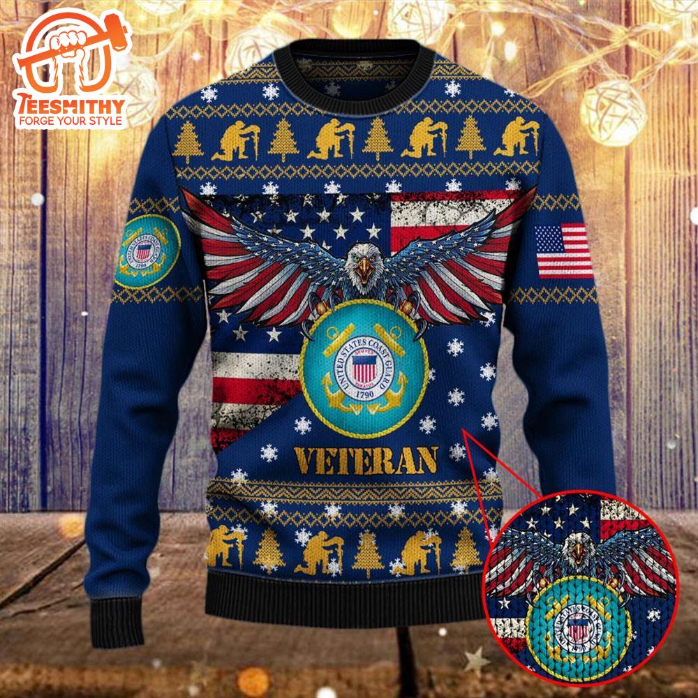 Armed Forces Uscg Coast Guard Military Vva Vietnam Veterans Day Gift For Father Dad Christmas Ugly Sweater – Veteran Sweater