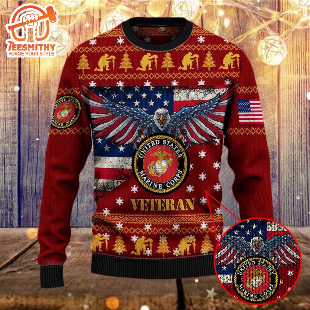 Armed Forces Usmc Marine Military Vva Vietnam Veterans Day Gift For Father Dad Christmas Ugly  – Veteran Sweater