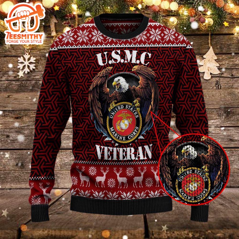 Armed Forces Usmc Marine Military Vva Vietnam Veterans Day Gift For Father Dad Christmas Ugly Sweater 3D – Veteran Sweater