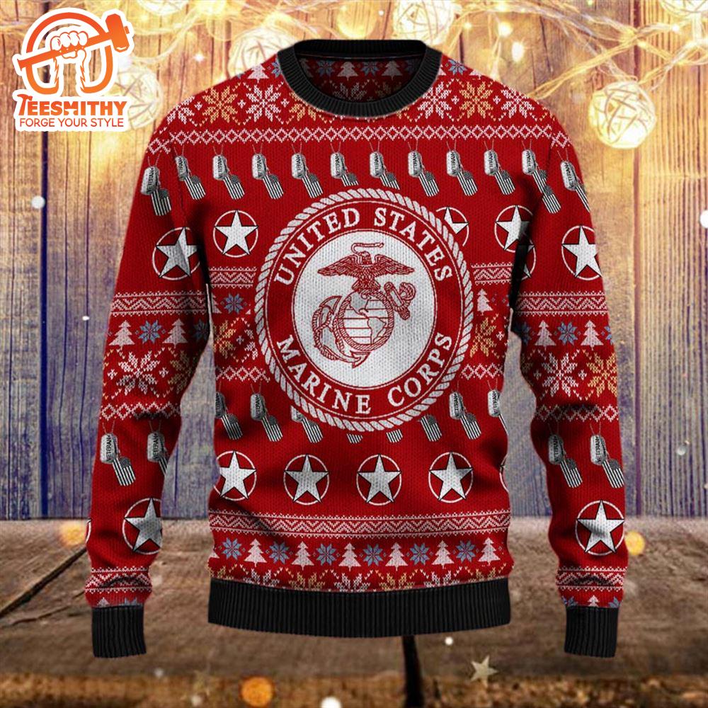 Armed Forces Usmc Marine Military Vva Vietnam Veterans Day Gift For Father Dad Christmas Ugly Sweater – Veteran Sweater