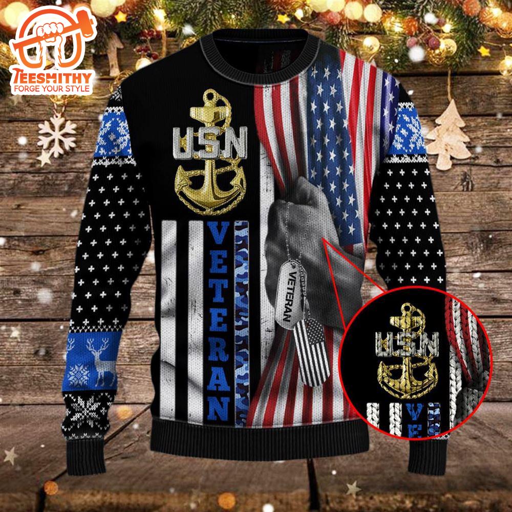 Armed Forces Usn Navy Military Vva Vietnam Veterans Day Christmas Ugly Sweaters – Veteran Sweater