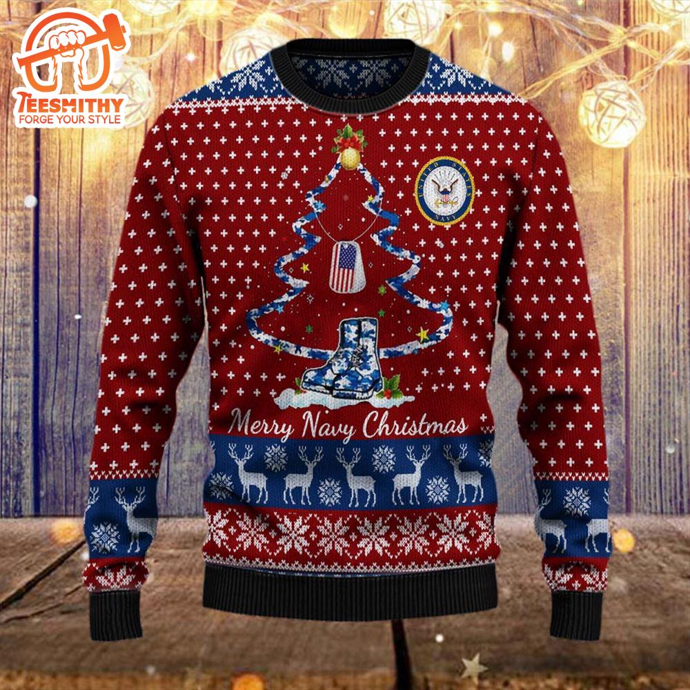 Armed Forces Usn Navy Military Vva Vietnam Veterans Day Gift For Father Dad Christmas Ugly Sweater – Veteran Sweater