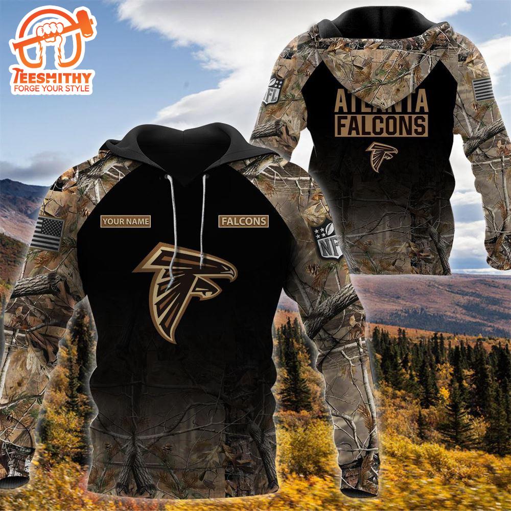 Atlanta Falcons Personalized Your Name Hunting Camo Hoodie  Gift Christmas