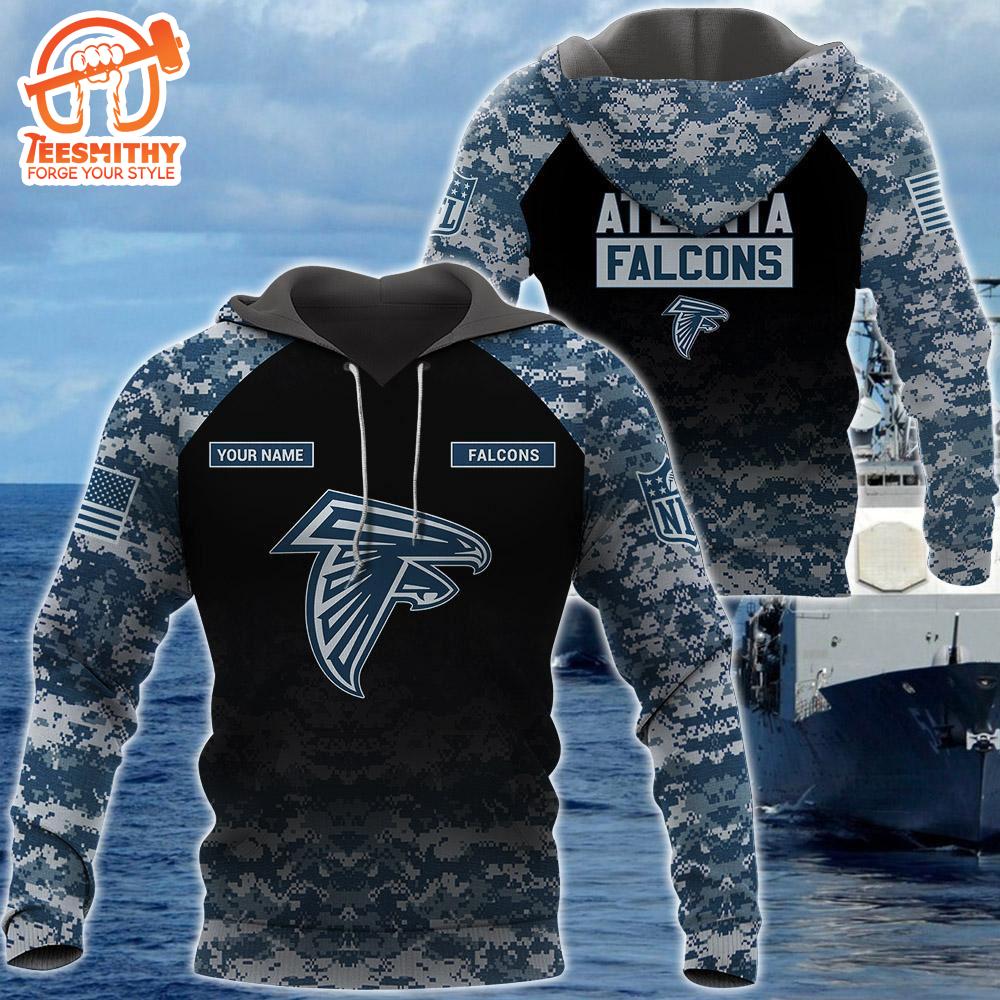 Atlanta Falcons U.S. Navy NWU Camouflage Cutsom Name Hoodie  Gift Christmas