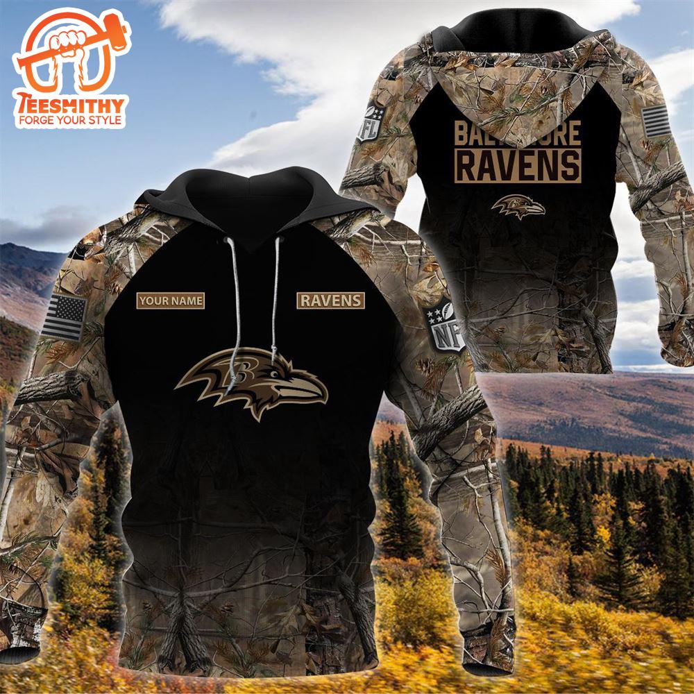 Baltimore Ravens Personalized Your Name Hunting Camo Hoodie  Gift Christmas