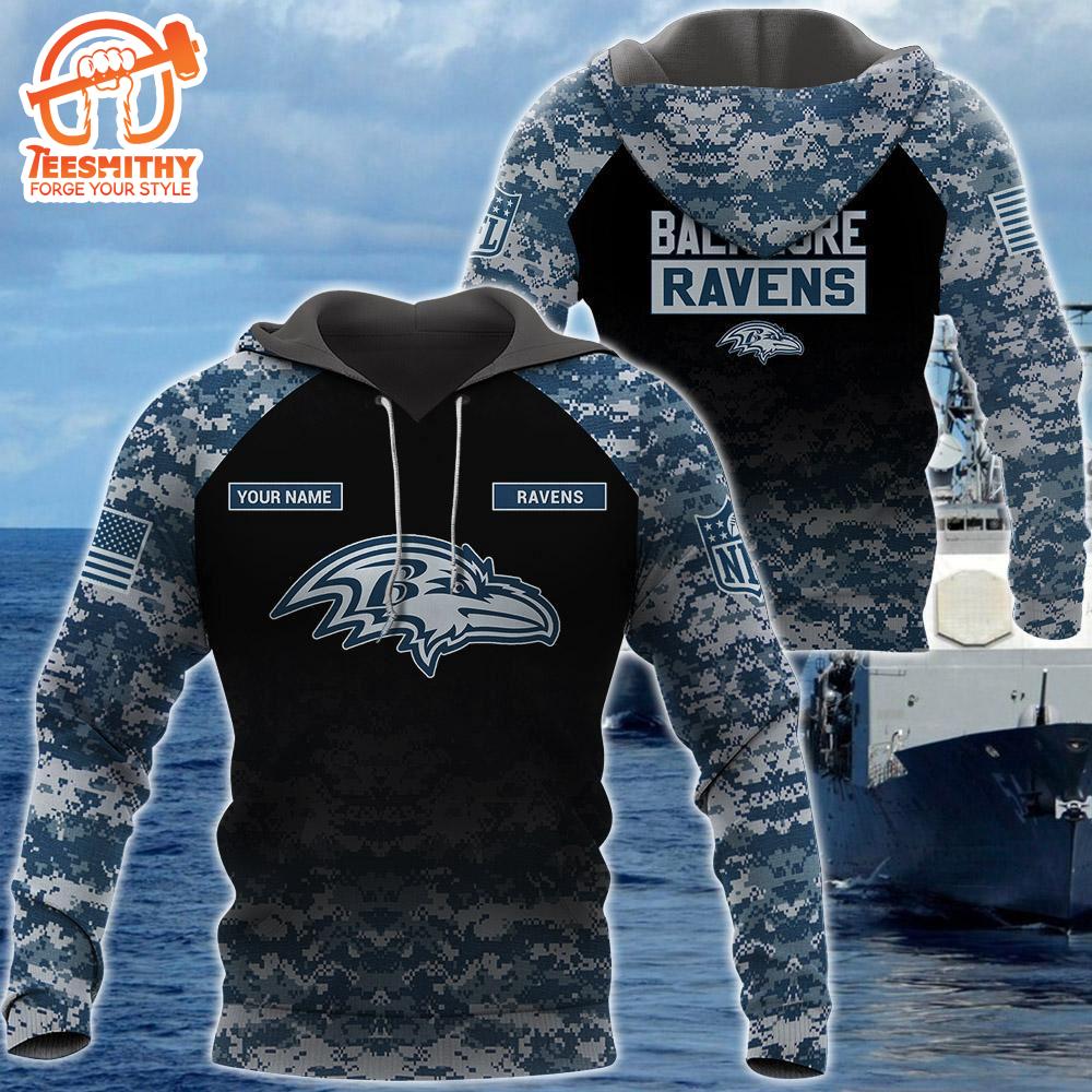 Baltimore Ravens U.S. Navy NWU Camouflage Cutsom Name Hoodie  Gift Christmas