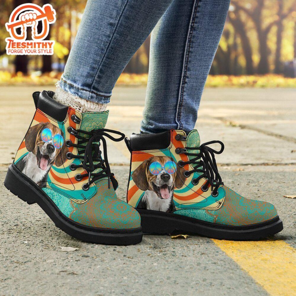 Beagle Dog Boots Funny Hippie Style Shoes