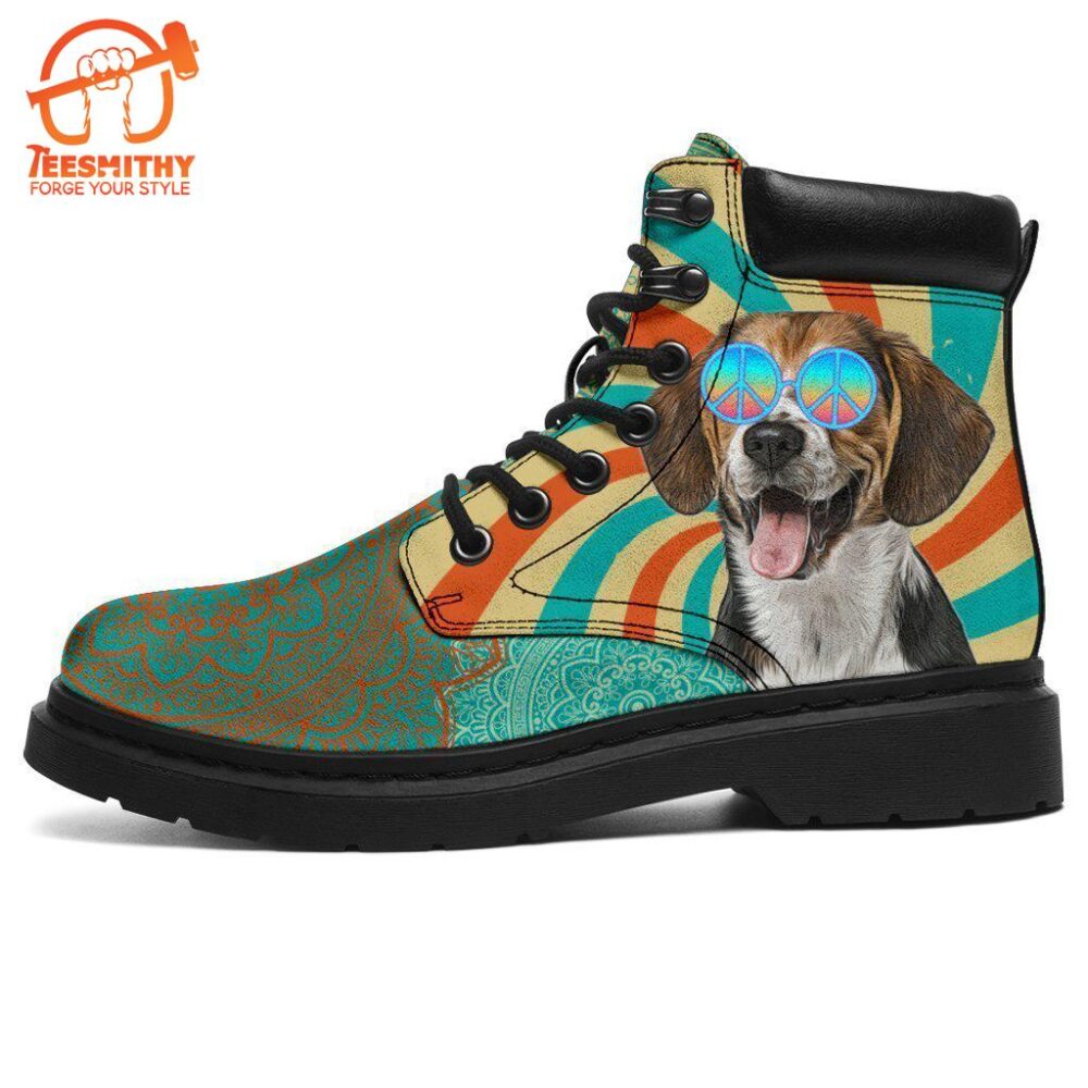 Beagle Dog Boots Funny Hippie Style Shoes