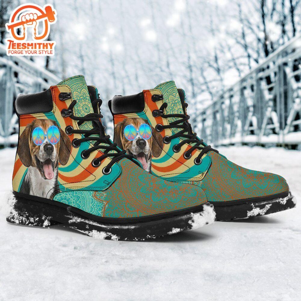 Beagle Dog Boots Funny Hippie Style Shoes