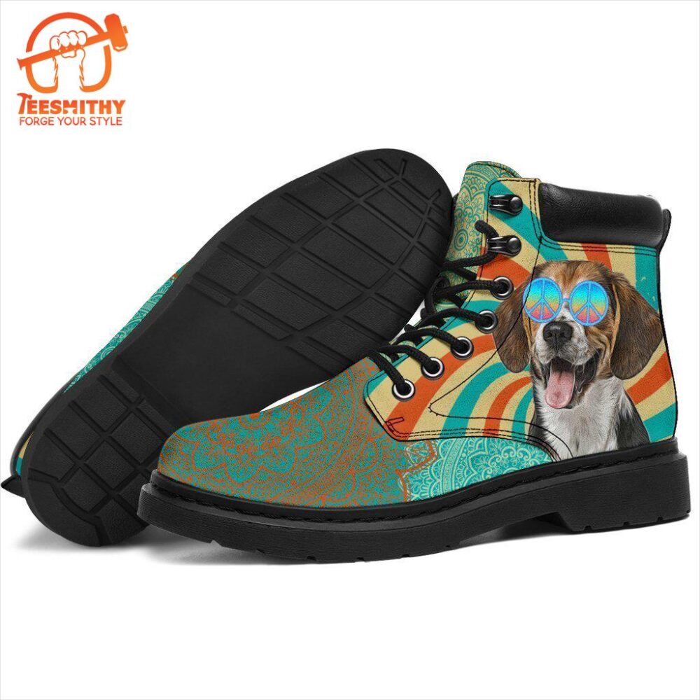 Beagle Dog Boots Funny Hippie Style Shoes