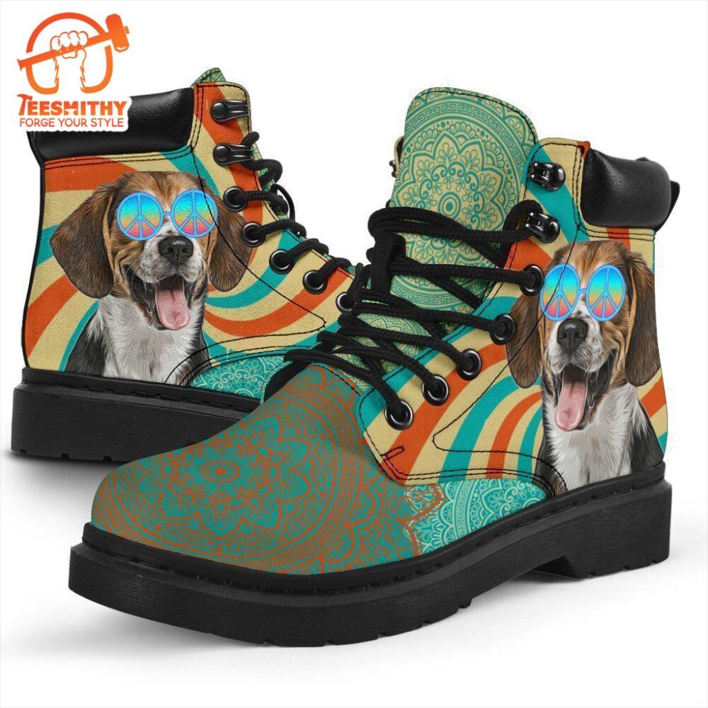 Beagle Dog Boots Funny Hippie Style Shoes