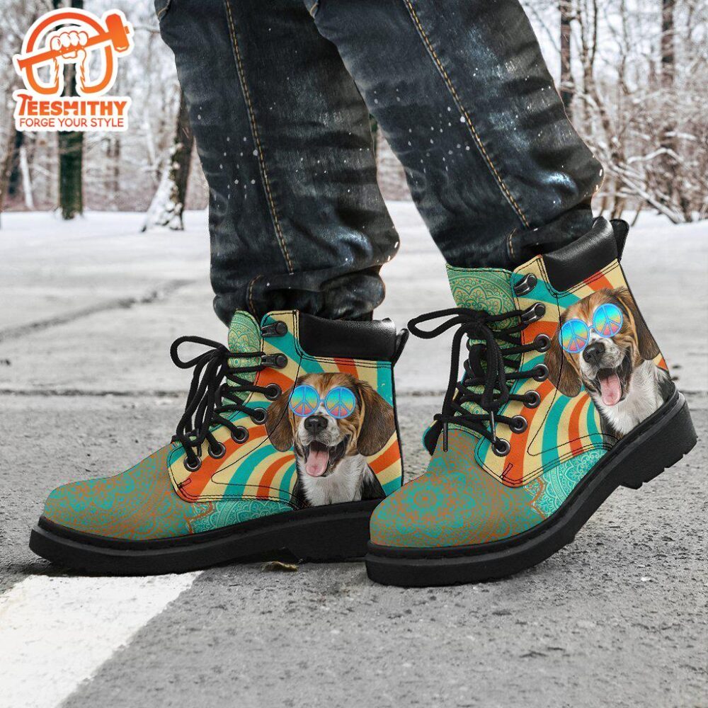 Beagle Dog Boots Funny Hippie Style Shoes