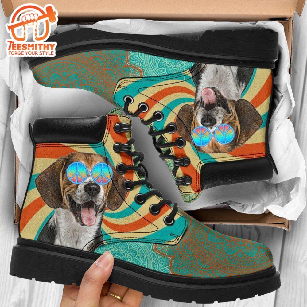 Beagle Dog Boots Funny Hippie Style Shoes