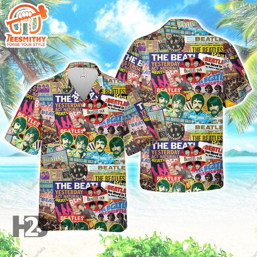 Beatles Retro Collage Hard Rock Hawaiian Shirt