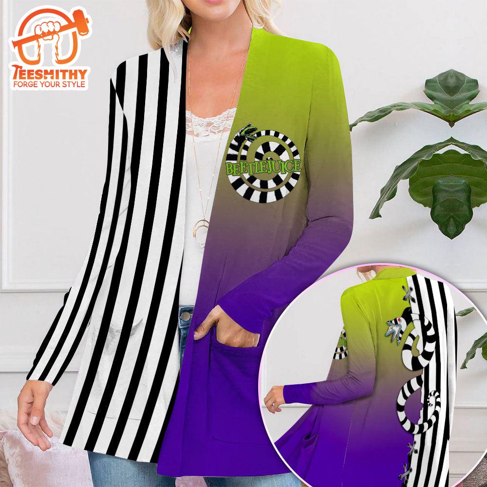 Beetlejuice Women’s Patch Pocket Cardigan For Fans