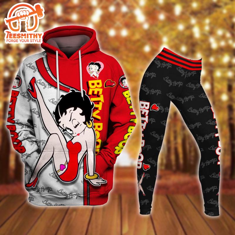 Betty Boop Pattern Hoodie And Leggings Set