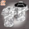 Black And While Metallica Floral Short Sleeve Aloha Shirt